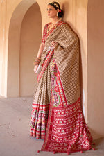 Load image into Gallery viewer, Art Silk Fabric Bewitching Printed Patola Saree In Cream Color
