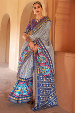 Load image into Gallery viewer, Blue Color Art Silk Fabric Coveted Printed Patola Saree
