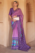 Load image into Gallery viewer, Purple Color Art Silk Fabric Princely Printed Patola Saree
