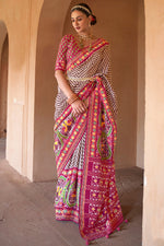 Load image into Gallery viewer, Beige Color Art Silk Fabric Special Printed Work Patola Saree
