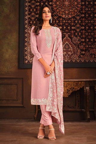 Georgette Pink Color Supreme Festive Wear Salwar Suit