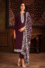 Load image into Gallery viewer, Wine Color Georgette Elegant Festive Wear Salwar Suit
