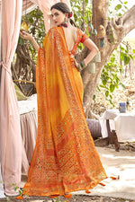 Load image into Gallery viewer, Vintage Printed Brasso Fabric Casual Look YellowColor Saree
