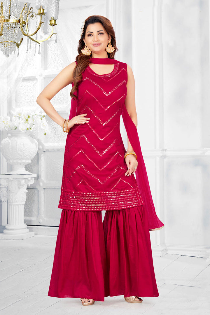 Classic Rani Color Party Style Georgette Sharara Suit