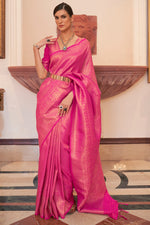 Load image into Gallery viewer, Rani Color Art Silk Beatific Handloom Weaving Saree
