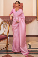 Load image into Gallery viewer, Classic Pink Color Art Silk Handloom Weaving Saree

