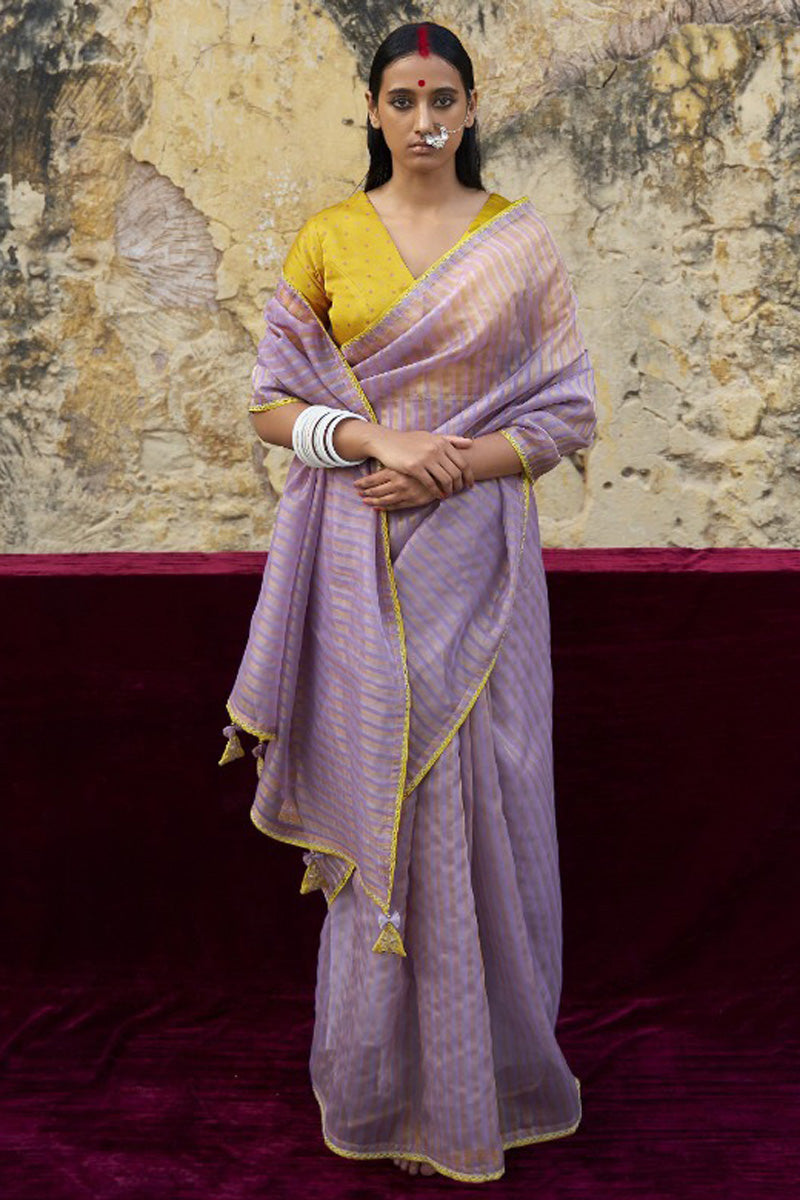 Lavender Color Graceful Festive Look Organza Saree