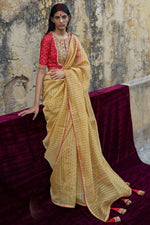 Load image into Gallery viewer, Yellow Color Glamorous Organza Saree For Festive
