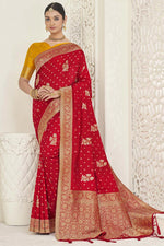 Load image into Gallery viewer, Red Jacquard Work Delicate Dola Silk Saree
