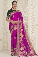 Load image into Gallery viewer, Jacquard Work Brilliant Dola Silk Saree In Magenta Color
