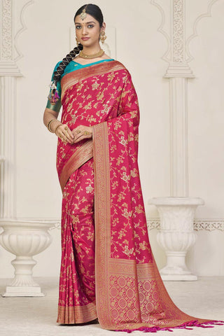 Jacquard Work Pink Enticing Dola Silk Saree