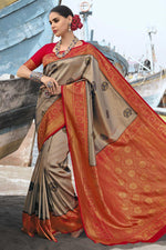 Load image into Gallery viewer, Art Silk Chikoo Color Function Look Graceful Saree
