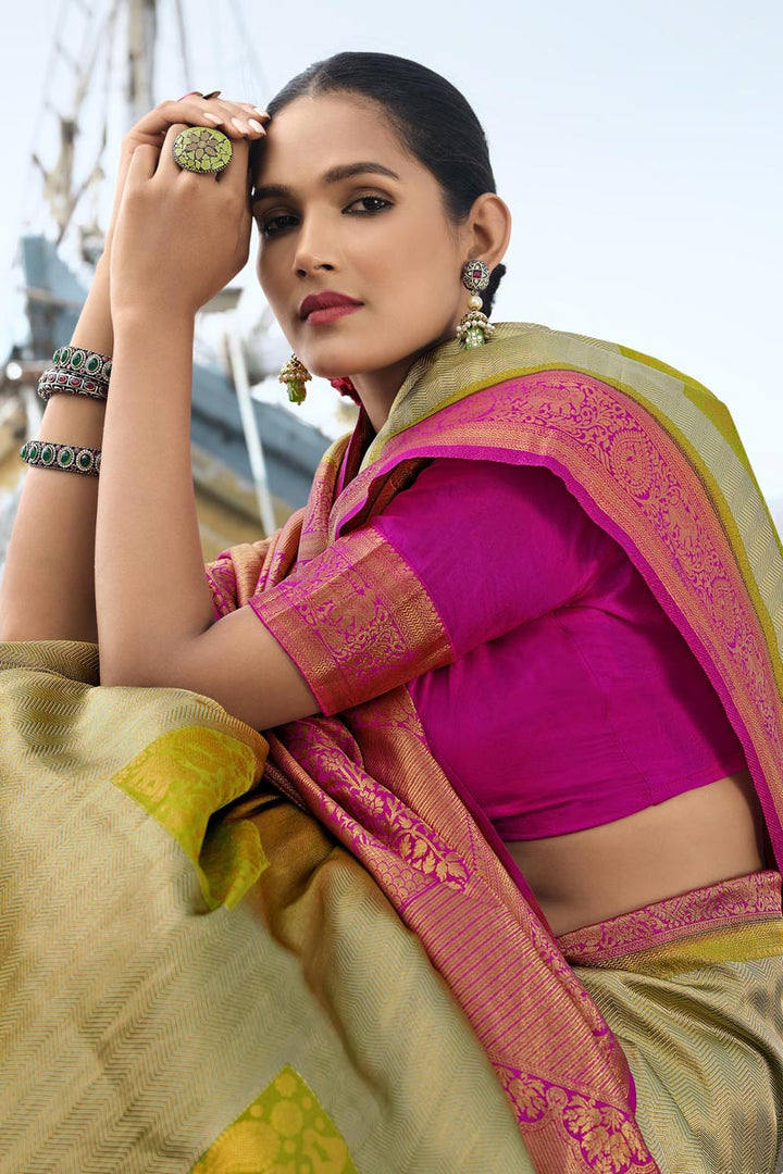 Green Color Art Silk Function Look Imperial Saree