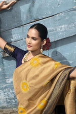 Load image into Gallery viewer, Art Silk Ingenious Function Look Saree In Yellow Color
