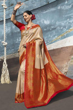 Load image into Gallery viewer, Beige Color Appealing Function Look Saree In Art Silk Fabric
