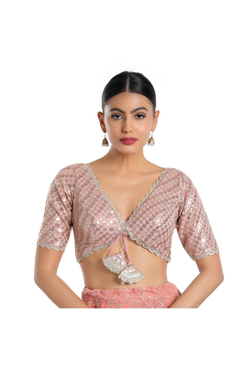 Pink Color Readymade Blouse In Georgett Fabric