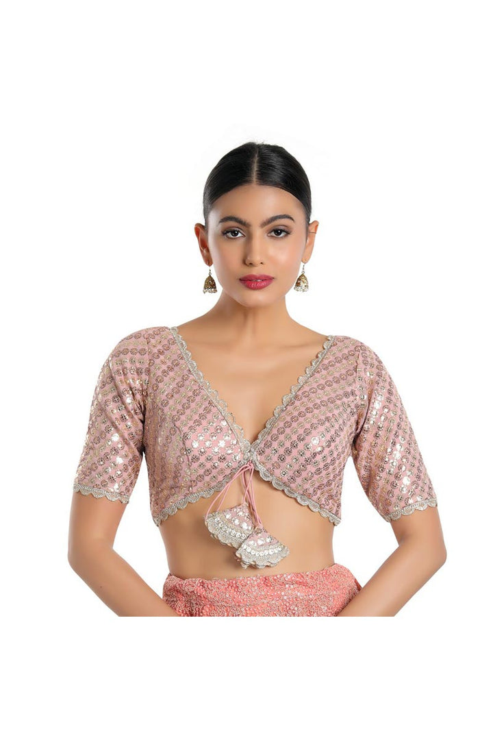 Pink Color Readymade Blouse In Georgett Fabric