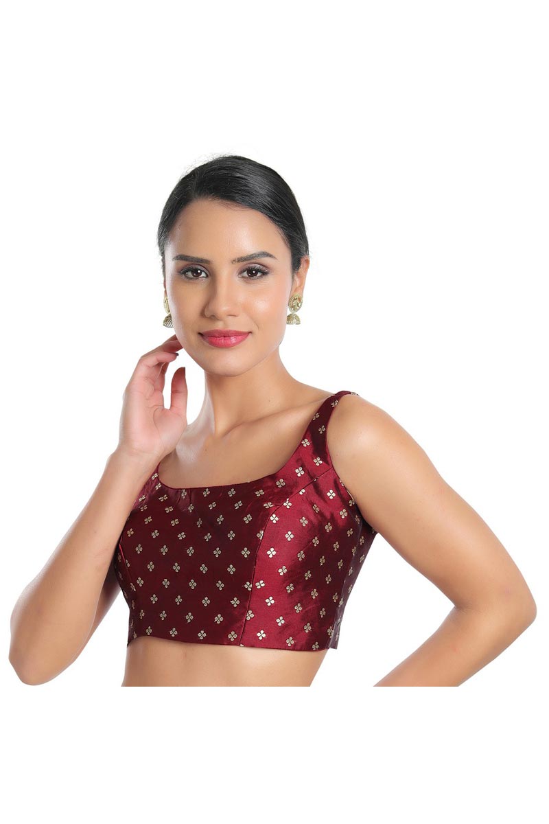 Maroon Color Silk Fabric Readymade Blouse