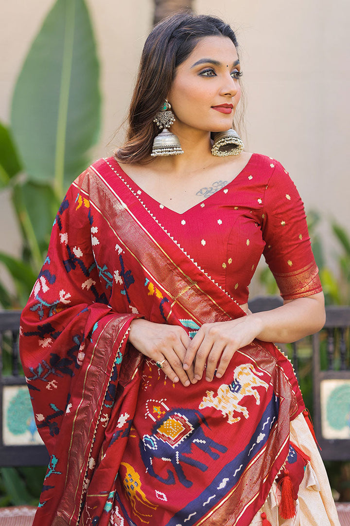 Foil Printed Maroon Function Wear Lehenga In Dola Silk Fabric
