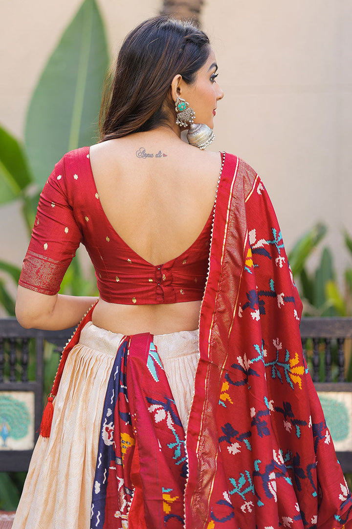Foil Printed Maroon Function Wear Lehenga In Dola Silk Fabric