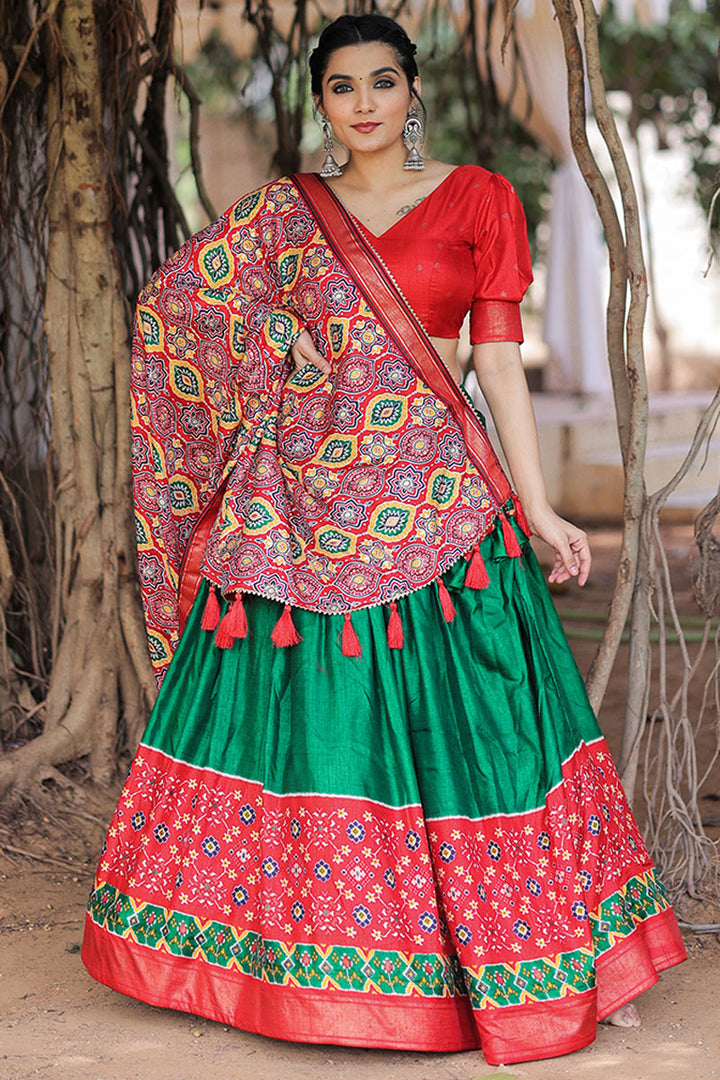 Dola Silk Green Color Function Lehenga Choli With Foil Printed Work