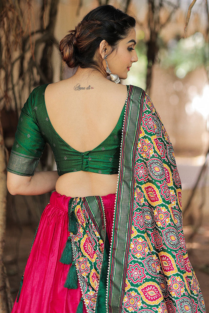 Dola Silk Rani Color Function Lehenga Choli With Foil Printed Work