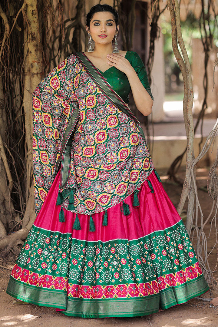 Dola Silk Rani Color Function Lehenga Choli With Foil Printed Work