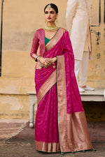 Load image into Gallery viewer, Art Silk Fabric Weaving Work Rani Wedding Wear Fancy Saree
