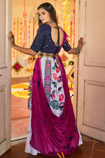 Load image into Gallery viewer, Cotton Fabric White Color Thread Embroidered Engrossing Lehenga
