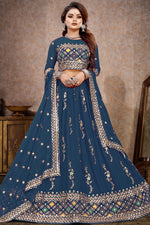 Load image into Gallery viewer, Blue Color Georgette Fabric Sangeet Wear Imposing Lehenga

