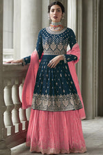 Load image into Gallery viewer, Amazing Pink Color Georgette Fabric Sharara Top Lehenga
