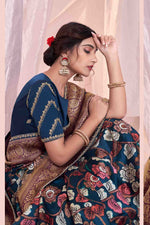 Load image into Gallery viewer, Attractive Blue Color Function Wear Art Silk Fabric Printed Saree
