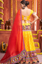 Load image into Gallery viewer, Navratri Special Yellow Color Elegant Embroidered Cotton Fabric Lehenga
