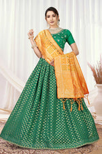 Load image into Gallery viewer, Viscose Fabric Green Color Function Style Delicate Lehenga
