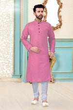 Load image into Gallery viewer, Pink Color Linen Cotton Fabric Festive Wear Trendy Mens Kurta Pyjama
