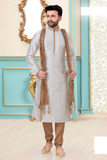 Load image into Gallery viewer, Function Wear Kurta Pyjama In Off White Color
