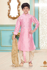 Load image into Gallery viewer, Pink Color Silk Fabric Sangeet Function Wear Boys Designer Dhoti Kurta