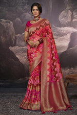 Load image into Gallery viewer, Creative Weaving Work Saree In Pink Color Art Silk Fabric
