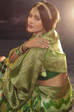 Load image into Gallery viewer, Marvelous Art Silk Fabric Weaving Work Saree In Green Color
