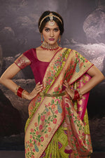 Load image into Gallery viewer, Excellent Art Silk Fabric Green Color Weaving Work Saree
