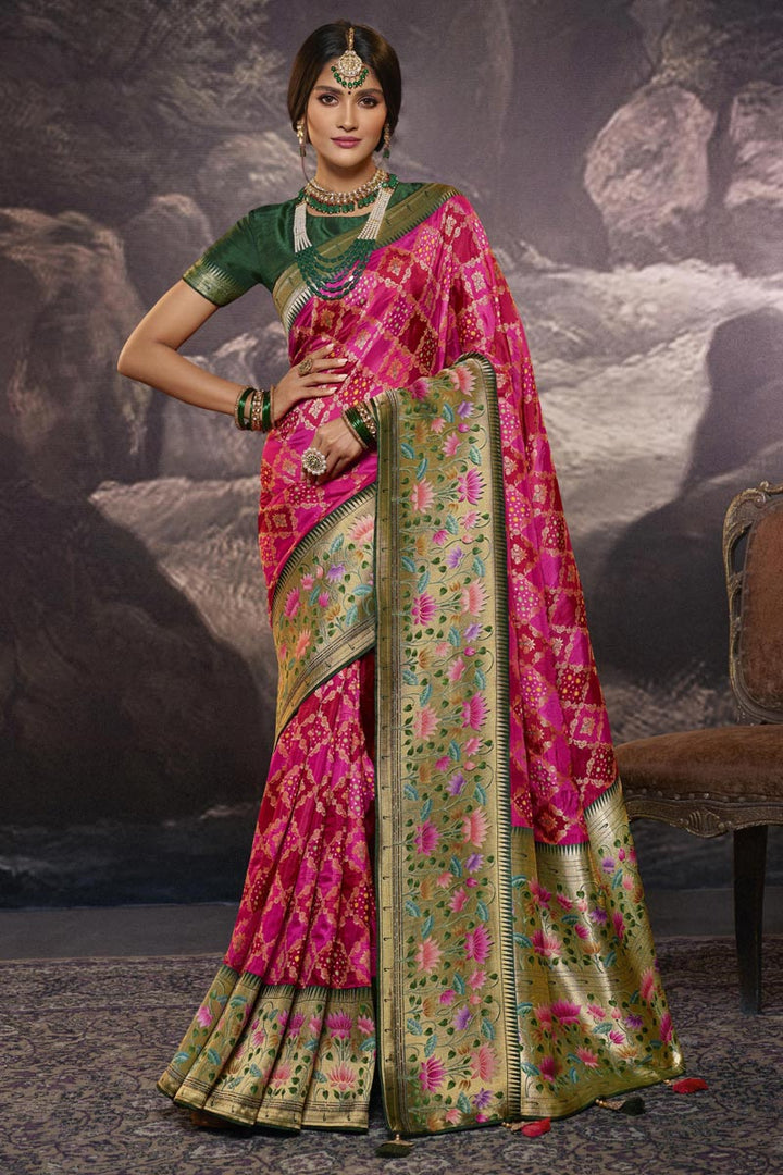 Rani Color Art Silk Fabric Beatific Weaving Work Saree