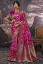 Load image into Gallery viewer, Dazzling Magenta Color Weaving Work Saree In Art Silk Fabric
