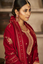 Load image into Gallery viewer, Beauteous Red Color Vichitra Fabric Festival Look Salwar Suit
