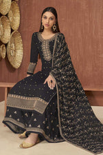 Load image into Gallery viewer, Black Color Embellished Embroidered Work Georgette Fabric Function Wear Palazzo Suit
