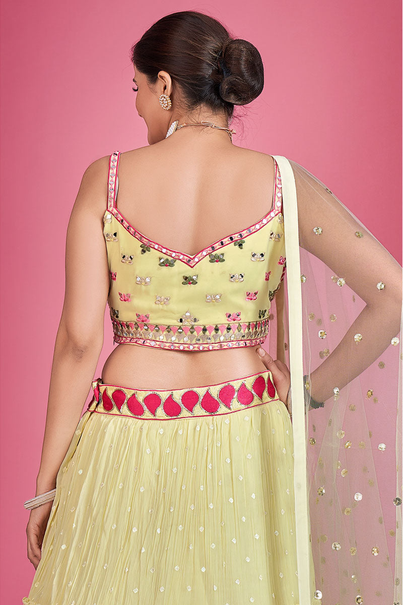 Radiant Yellow Georgette Readymade Lehenga For Sangeet