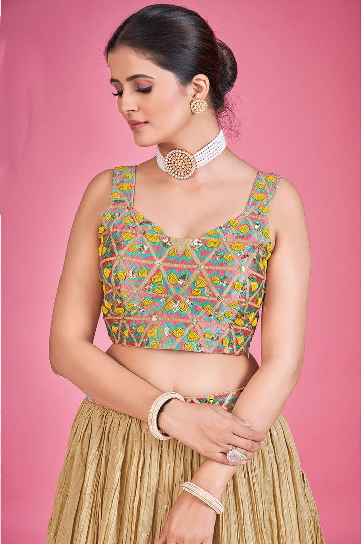 Georgette Chikoo Excellent Readymade Lehenga For Sangeet