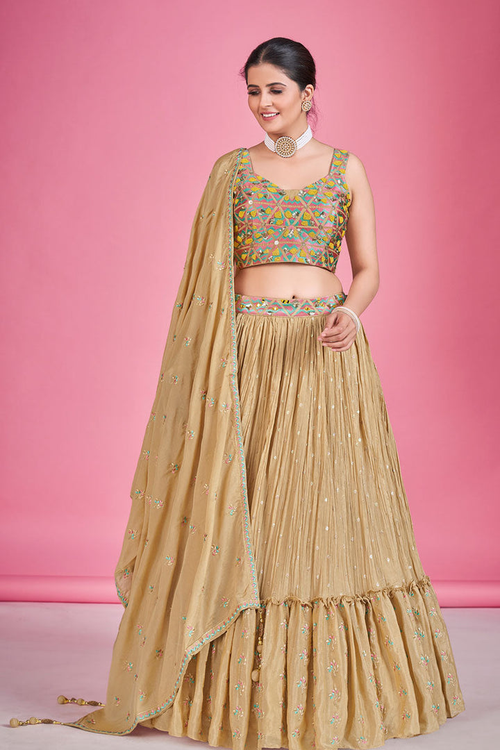 Georgette Chikoo Excellent Readymade Lehenga For Sangeet