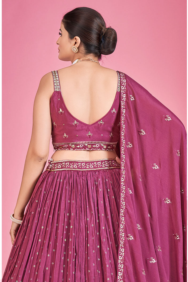 Fascinating Pink Georgette Readymade Lehenga For Sangeet