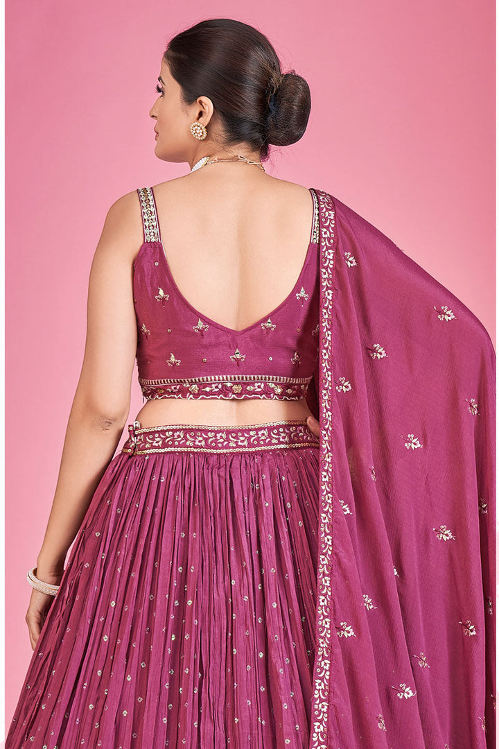 Fascinating Pink Georgette Readymade Lehenga For Sangeet