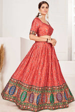 Load image into Gallery viewer, Satin Fabric Red Color Digital Printed Soothing Lehenga
